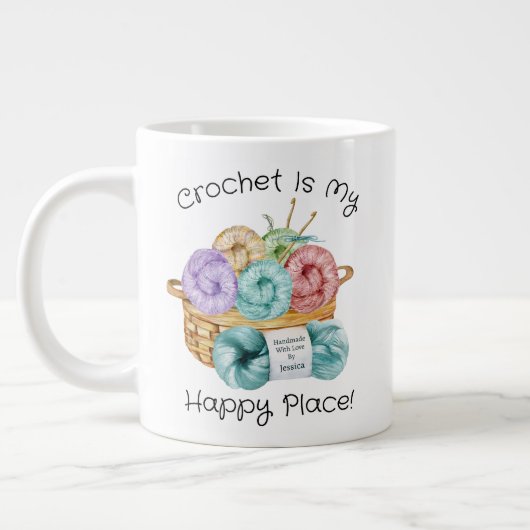 Crochet is mijn favoriete plek gepersonaliseerd grote koffiekop (Links)