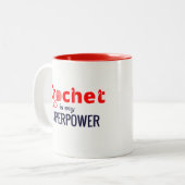 Crochet is Mijn Superpower in Red Tweekleurige Koffiemok (Voorkant links)