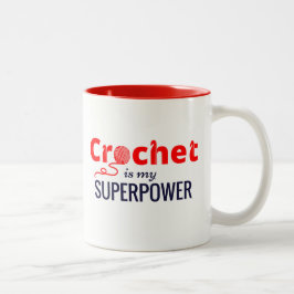 Crochet is Mijn Superpower in Red Tweekleurige Koffiemok