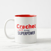Crochet is Mijn Superpower in Red Tweekleurige Koffiemok (Links)