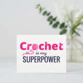 Crochet is Mijn Superpower in Roze Briefkaart (Staand voorkant)