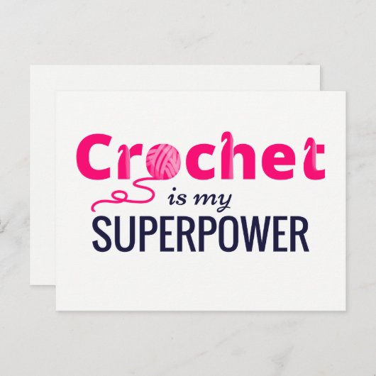 Crochet is Mijn Superpower in Roze Briefkaart (Voorkant / Achterkant)