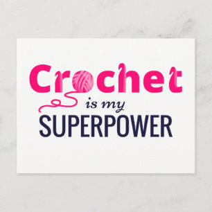 Crochet is Mijn Superpower in Roze Briefkaart