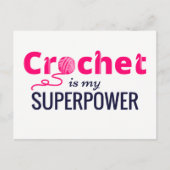 Crochet is Mijn Superpower in Roze Briefkaart (Voorkant)