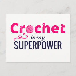 Crochet is Mijn Superpower in Roze Briefkaart