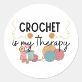 Crochet Is My Therapy Yarn Balls Art Ronde Sticker (Voorkant)