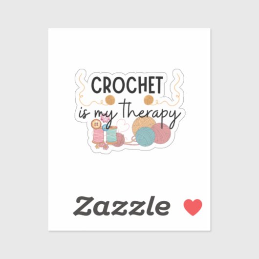 Crochet Is My Therapy Yarn Balls Art Sticker (Vel)