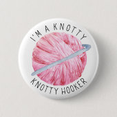 Crochet Joke Pink Yarn Ronde Button 5,7 Cm (Voorkant)