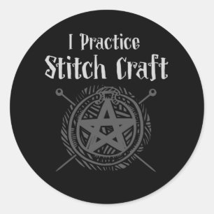 Crochet mama Witch Occult Crafting Yarn Lover Ronde Sticker
