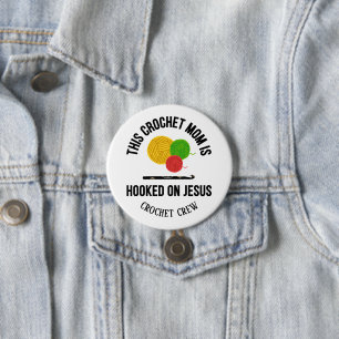 CROCHET MOM GEHAKT OP JESUS Haak Crew Ronde Button 7,6 Cm