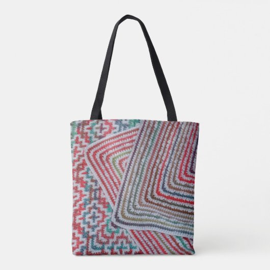 Crochet Multicolored Pattern Tote Bag (Achterkant)