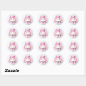 Crochet Pink Bunny Baby Art Ronde Sticker (Vel)
