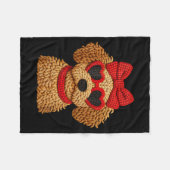 Crochet Puppy Heart Sungles Red Bow Valentines Day Fleece Deken (Voorkant (Horizontaal))