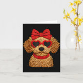 Crochet Puppy Heart Sungles Red Bow Valentines Day Kaart (Gele Bloem)