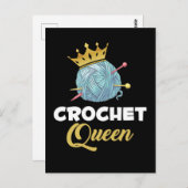 Crochet Queen Crafting Yarn Crocheter Humor Briefkaart (Voorkant / Achterkant)