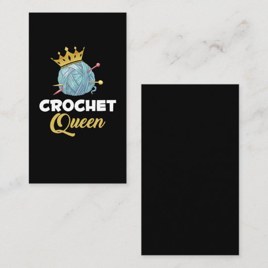 Crochet Queen Crafting Yarn Crocheter Humor Visitekaartje (Voorkant / Achterkant)