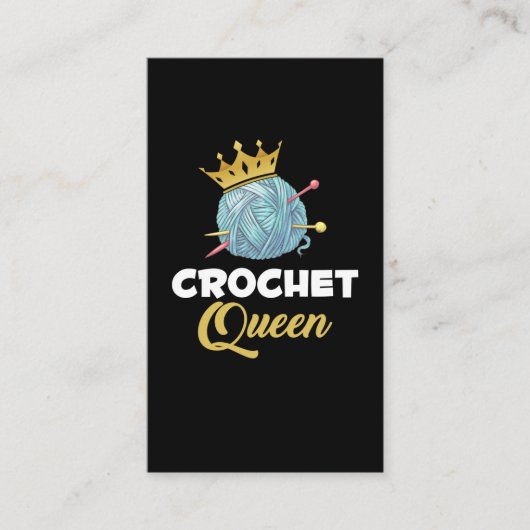 Crochet Queen Crafting Yarn Crocheter Humor Visitekaartje (Voorkant)