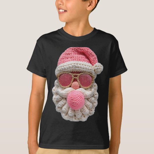 Crochet Santa Blowing Bubble Gum Christmas Girly K T-shirt (Voorkant)