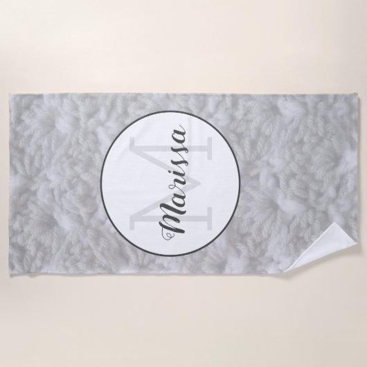 Crochet Shell Stitch Yarn + Crafts Name / Initiaal Strandlaken (Voorkant)