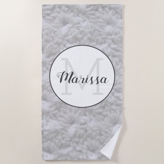 Crochet Shell Stitch Yarn + Crafts Name / Initiaal Strandlaken (Voorkant)