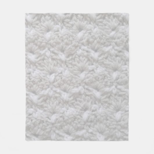 Crochet Shell Stitch Yarn Gray & White Fleece Deken (Voorkant)