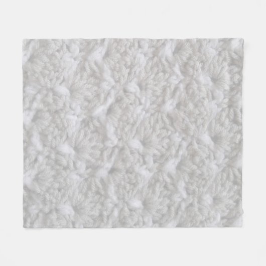 Crochet Shell Stitch Yarn Gray & White Fleece Deken (Voorkant (Horizontaal))