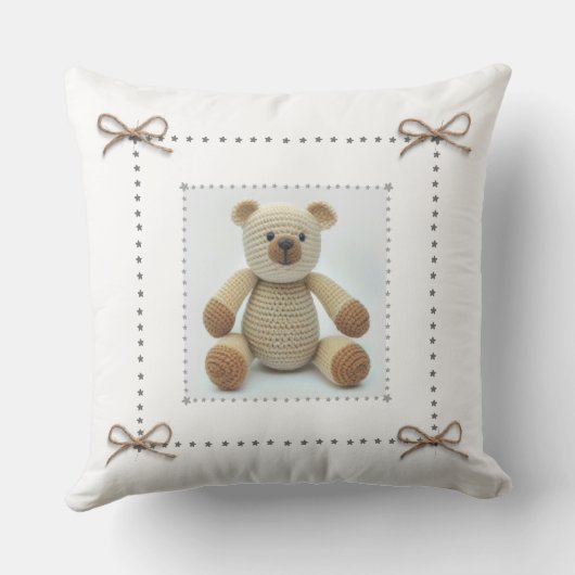 Crochet Teddy Bear baby Nursery Cushion Custom Kussen (Achterkant)