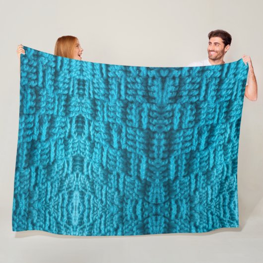 Crochet Weave Stitch Turquoise Fleece Deken (In situ)