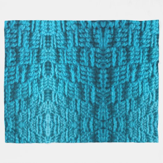 Crochet Weave Stitch Turquoise Fleece Deken (Voorkant (Horizontaal))