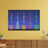 Crochet Women dancing Silloute pattern  Canvas Afdruk (Insitu (Woonkamer))