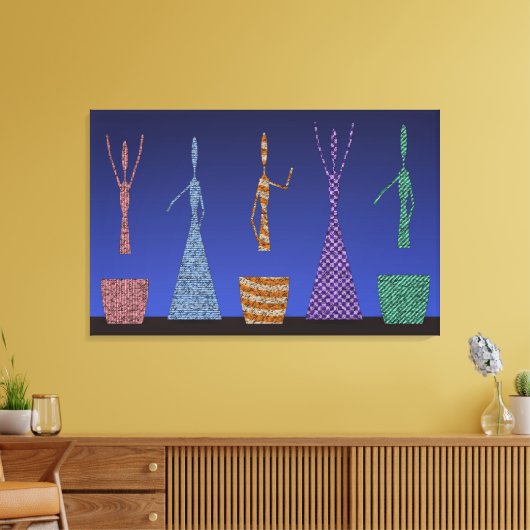 Crochet Women dancing Silloute pattern  Canvas Afdruk (Insitu (Woonkamer))