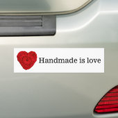 Crochet Yarn Heart Handmade is Love Bumpersticker (Op auto)
