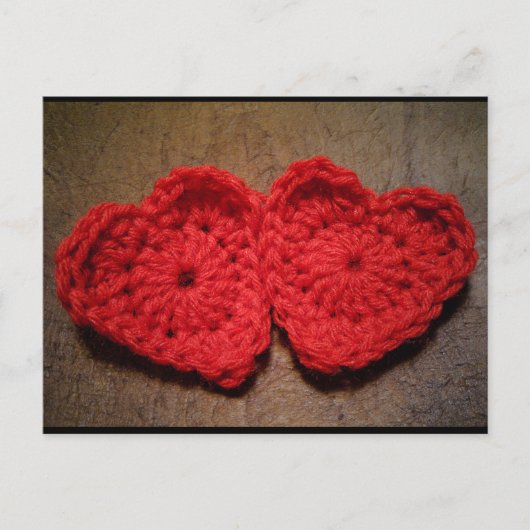 Crochet Yarn Hearts on Wood Handmade Briefkaart (Voorkant)