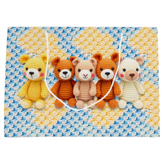 Crocheted Stuffed Animals Blue and Yellow Groot Cadeauzakje (Voorkant)