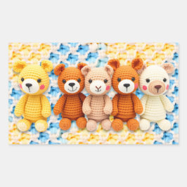 Crocheted Stuffed Animals Blue and Yellow Rechthoekige Sticker