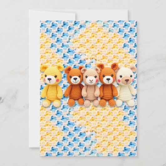 Crocheted Stuffed Animals Boy's Baby Shower Kaart (Achterkant)