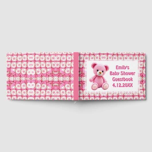  Crocheted Teddy Bear Girl's Baby Shower Gastenboek (Volledig)