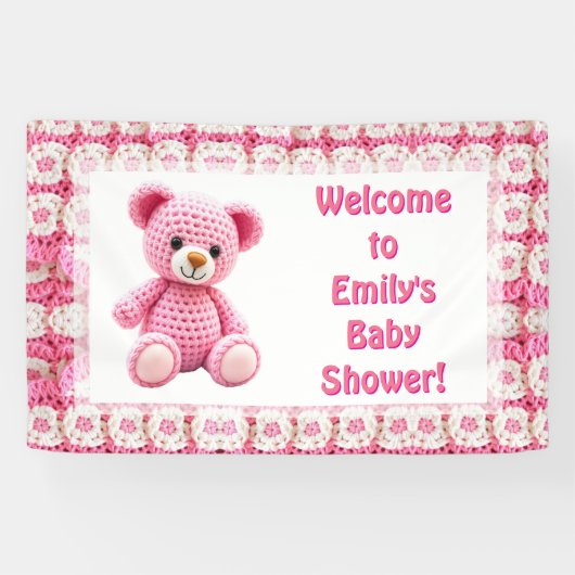  Crocheted Teddy Bear Girl's Baby Shower Spandoek (Horizontaal)