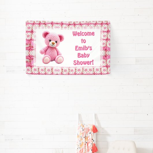Crocheted Teddy Bear Girl's Baby Shower Spandoek (Insitu)