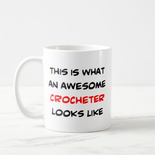 crocheter, geweldige koffiemok (Links)