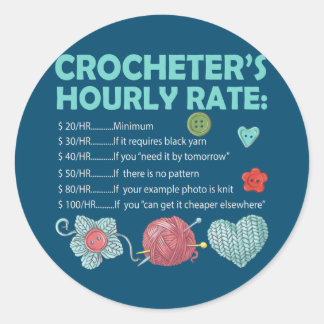 Crocheter's Hourly Rate Crocheting Ronde Sticker