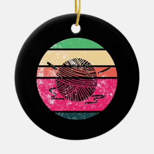 Crocheting Crochet Wool Knitting Keramisch Ornament (Voorkant)