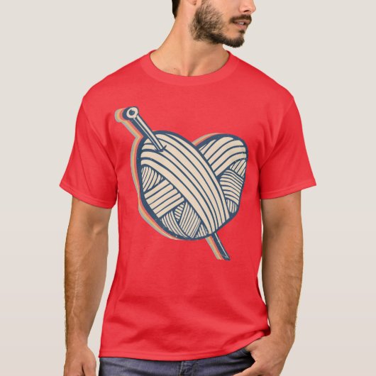 Crocheting Crocheter Crochet Knitting Heart Retro  T-shirt (Voorkant)