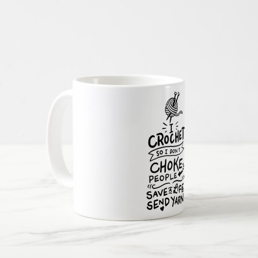 Crocheting Crocheter Gift Koffiemok (Voorkant links)