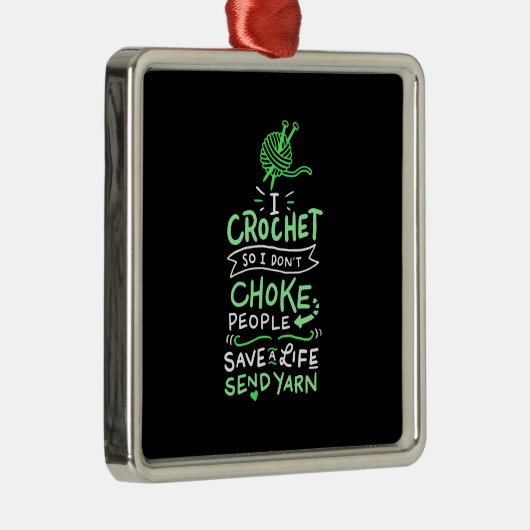Crocheting Crocheter Gift Metalen Ornament (Rechts)