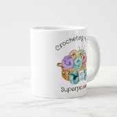 Crocheting is Mijn Superpower gepersonaliseerd Grote Koffiekop (Voorkant rechts)