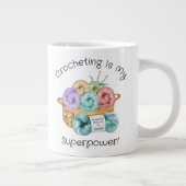 Crocheting is Mijn Superpower gepersonaliseerd Grote Koffiekop (Rechts)