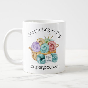 Crocheting is Mijn Superpower gepersonaliseerd Grote Koffiekop