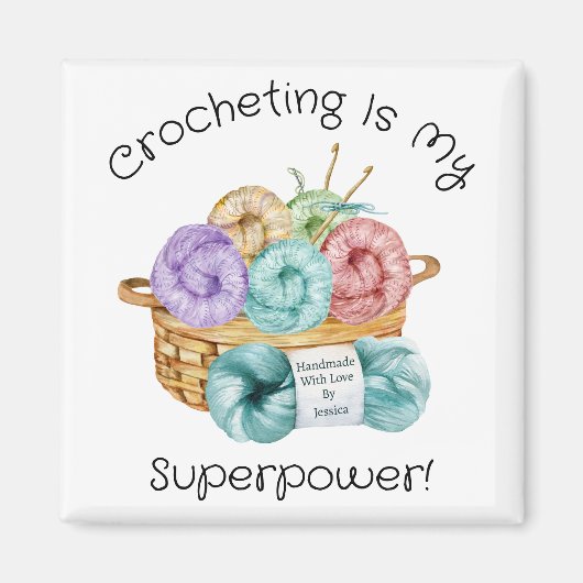 Crocheting is Mijn Superpower gepersonaliseerd Magneet (Voorkant)