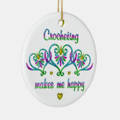 Crocheting maakt me gelukkig keramisch ornament (Rechts)